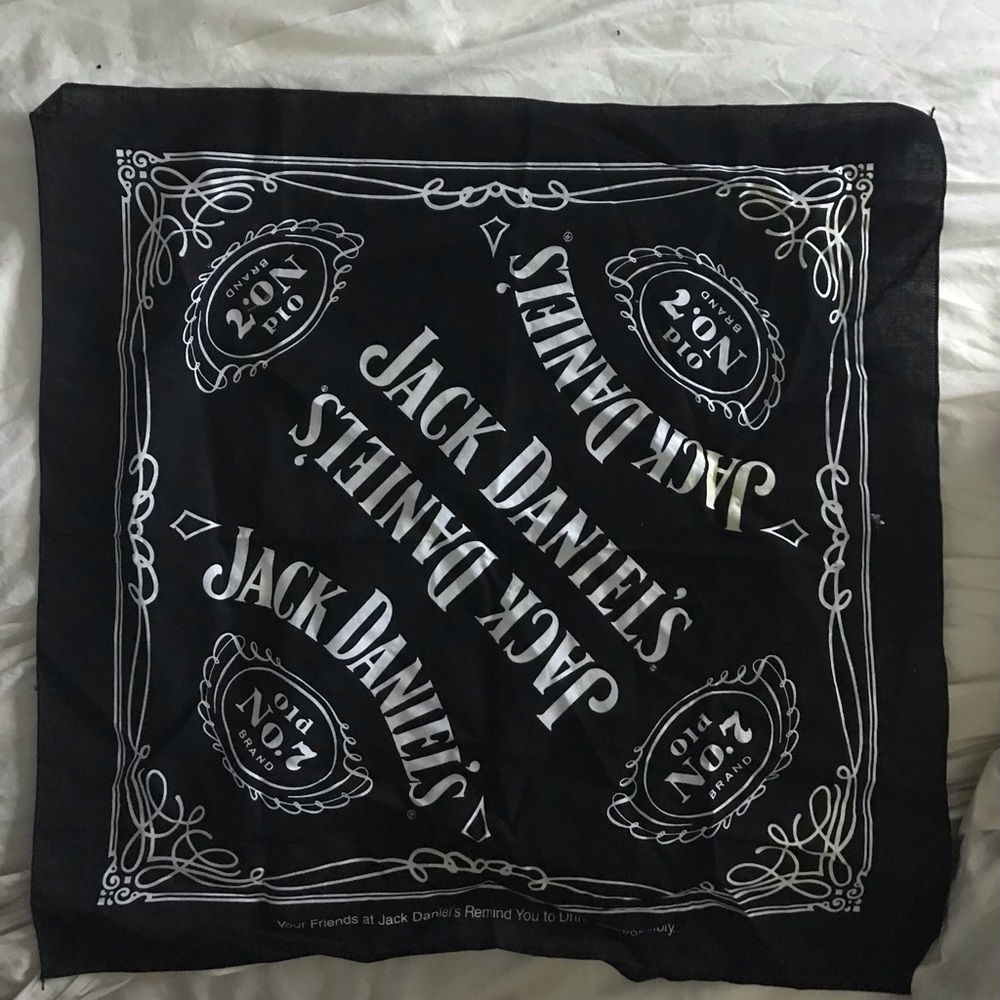NEW Jack Daniels Bandana Old No. 7 Black 21" x 21" 25 Year Commemorative Scarf